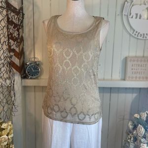 The Look gold metallic double layer stretch tank in Medium